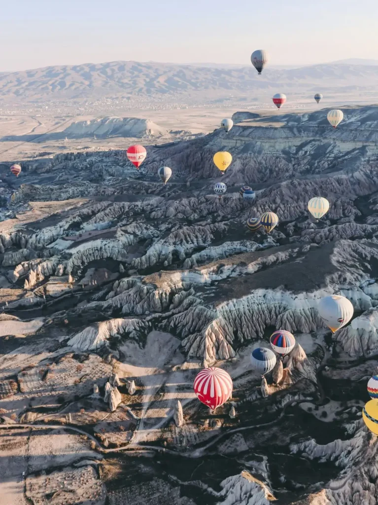 Colorful hot air balloon view in turkey